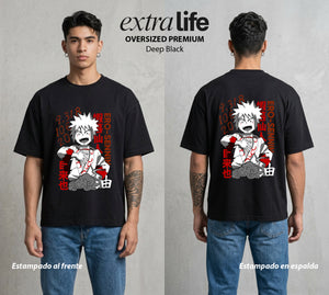 La Aldea Oculta | El Hokage del Futuro #02807 - Playera Oversized Premium | Deep Black - Foto en modelo