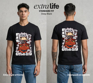 La Aldea Oculta | El Hokage del Futuro #02809 - Playera Standard Fit | Deep Black - Foto en modelo