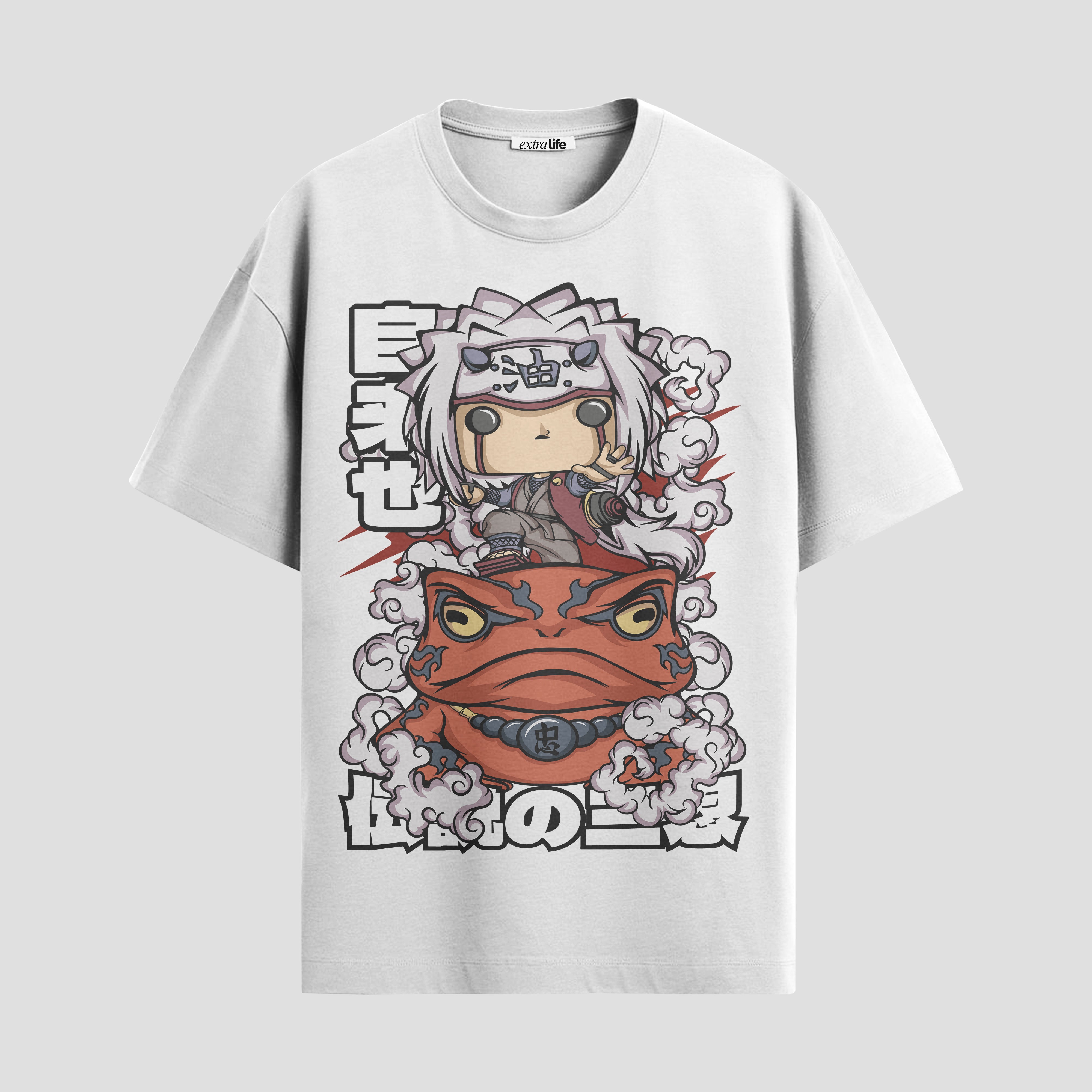 Playera urbana de anime y gaming ExtraLife MX, corte Standard Fit unisex ligero y transpirable en color Deep Black y Pure White, ropa de uso diario para gym y casual.