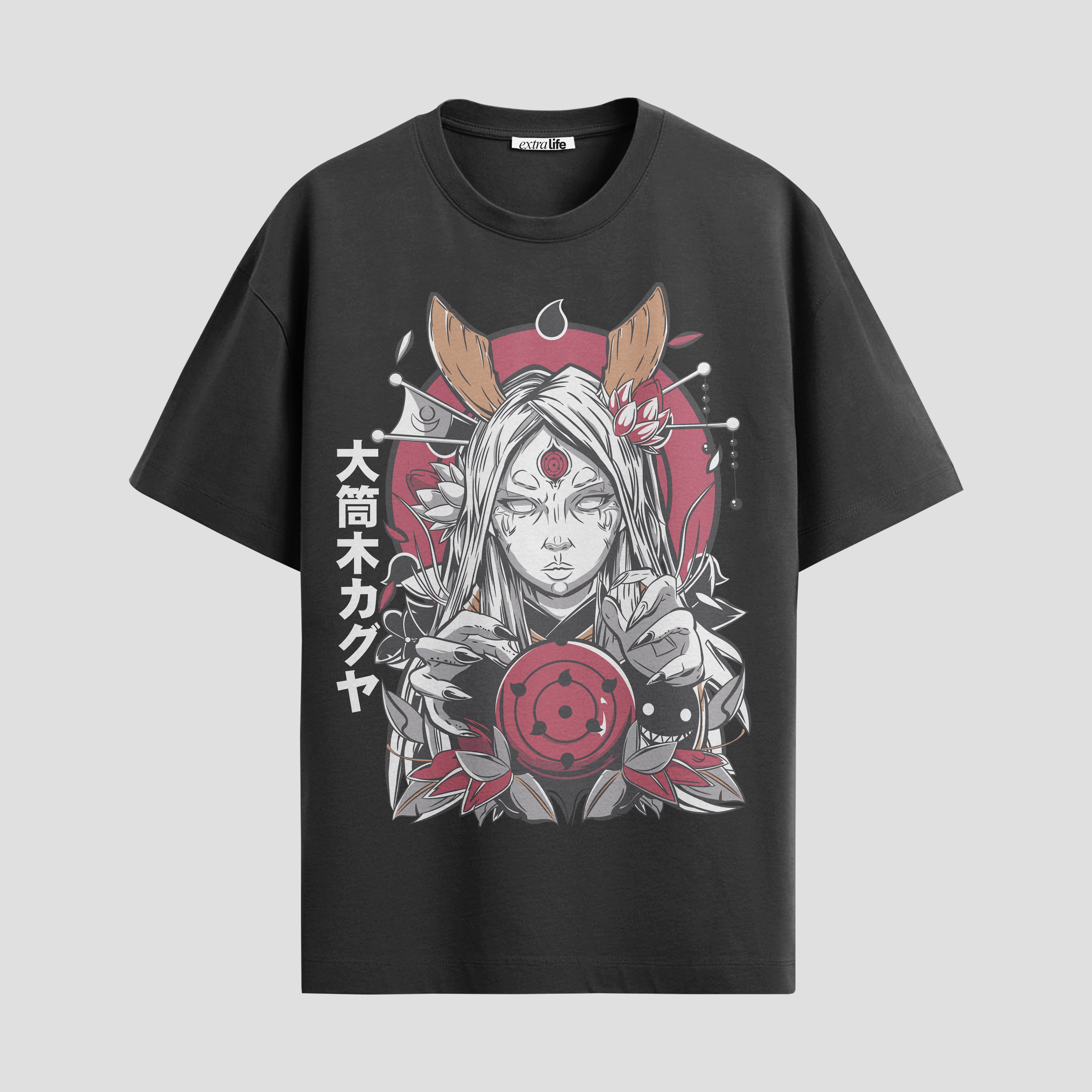 Playera urbana de anime y gaming ExtraLife MX, corte Standard Fit unisex ligero y transpirable en color Deep Black y Pure White, ropa de uso diario para gym y casual.