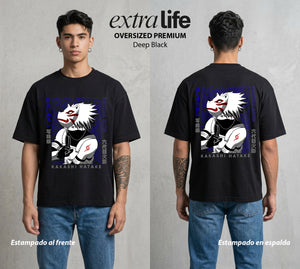 La Aldea Oculta | Zorro de Nueve Colas #02812 - Playera Oversized Premium | Deep Black - Foto en modelo