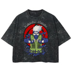 Playera streetwear premium de anime y gaming ExtraLife MX, corte boxy deluxe mineral wash heavyweight en color Acid Wash, moda urbana mexicana de culto.