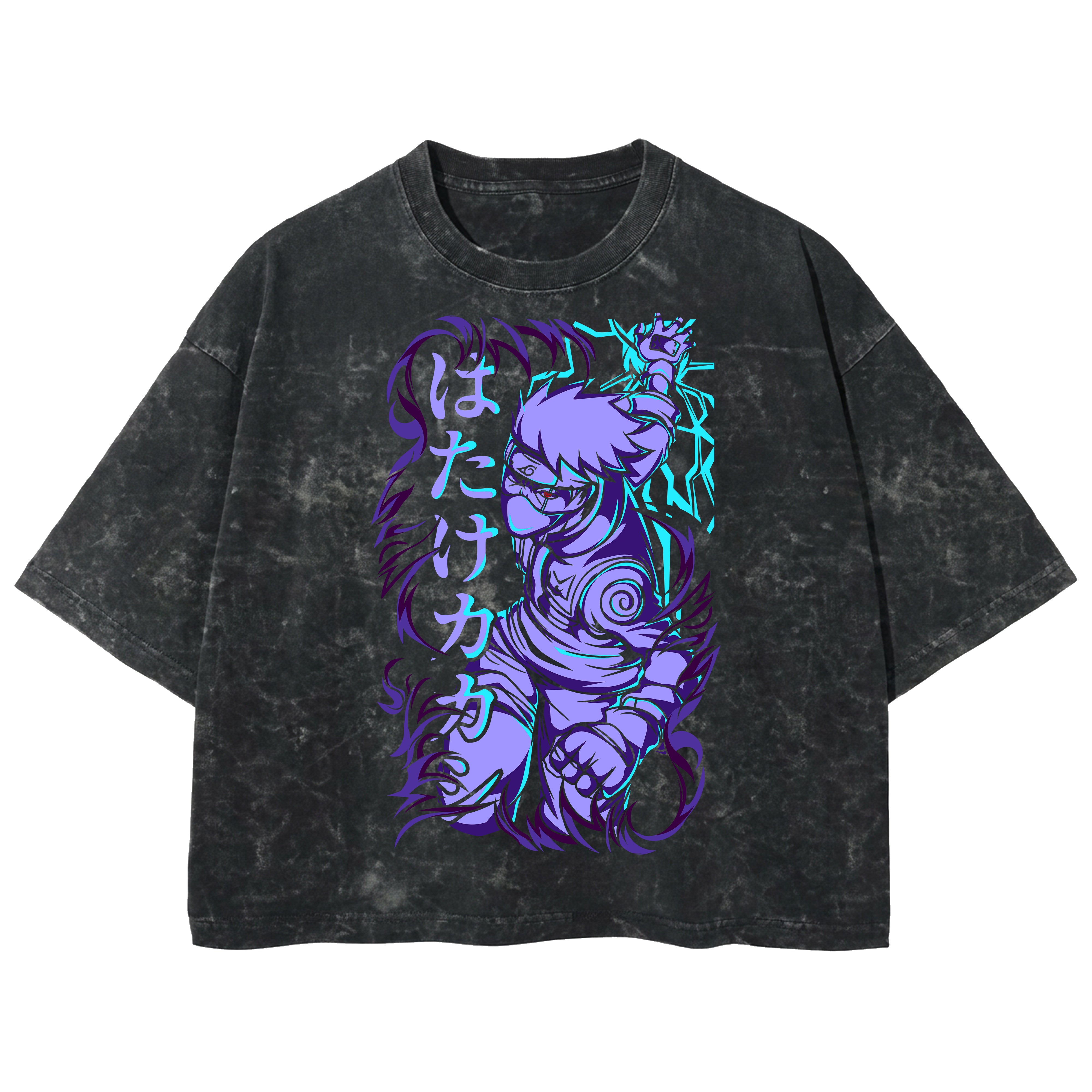 Playera streetwear premium de anime y gaming ExtraLife MX, corte boxy deluxe mineral wash heavyweight en color Acid Wash, moda urbana mexicana de culto.