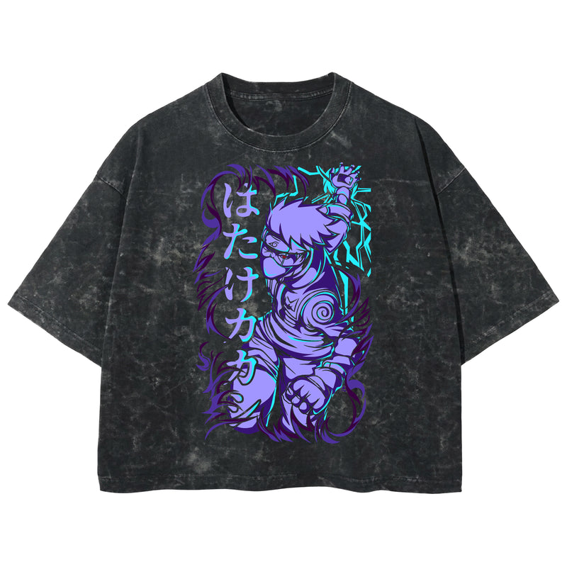 Playera streetwear premium de anime y gaming ExtraLife MX, corte boxy deluxe mineral wash heavyweight en color Acid Wash, moda urbana mexicana de culto.