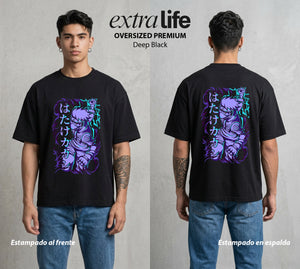 La Aldea Oculta | Dattebayo del Viento #02814 - Playera Oversized Premium | Deep Black - Foto en modelo