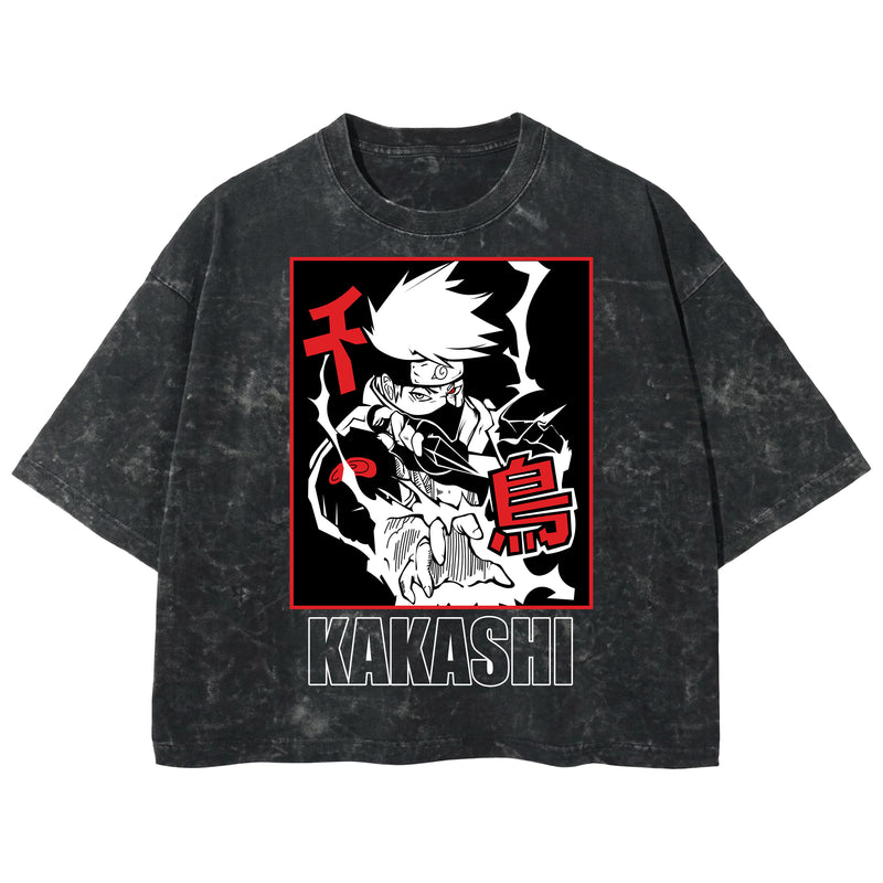 Playera streetwear premium de anime y gaming ExtraLife MX, corte boxy deluxe mineral wash heavyweight en color Acid Wash, moda urbana mexicana de culto.