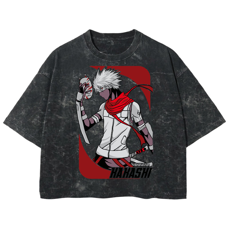 Playera streetwear premium de anime y gaming ExtraLife MX, corte boxy deluxe mineral wash heavyweight en color Acid Wash, moda urbana mexicana de culto.