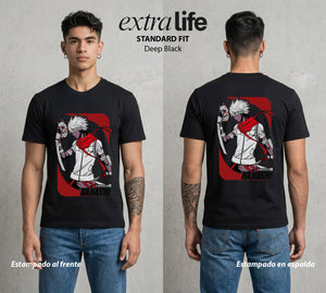 La Aldea Oculta | Ninja de la Hoja #02817 - Playera Standard Fit | Deep Black - Foto en modelo