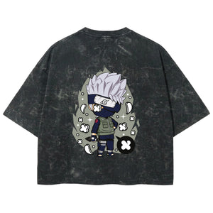 Playera streetwear premium de anime y gaming ExtraLife MX, corte boxy deluxe mineral wash heavyweight en color Acid Wash, moda urbana mexicana de culto.