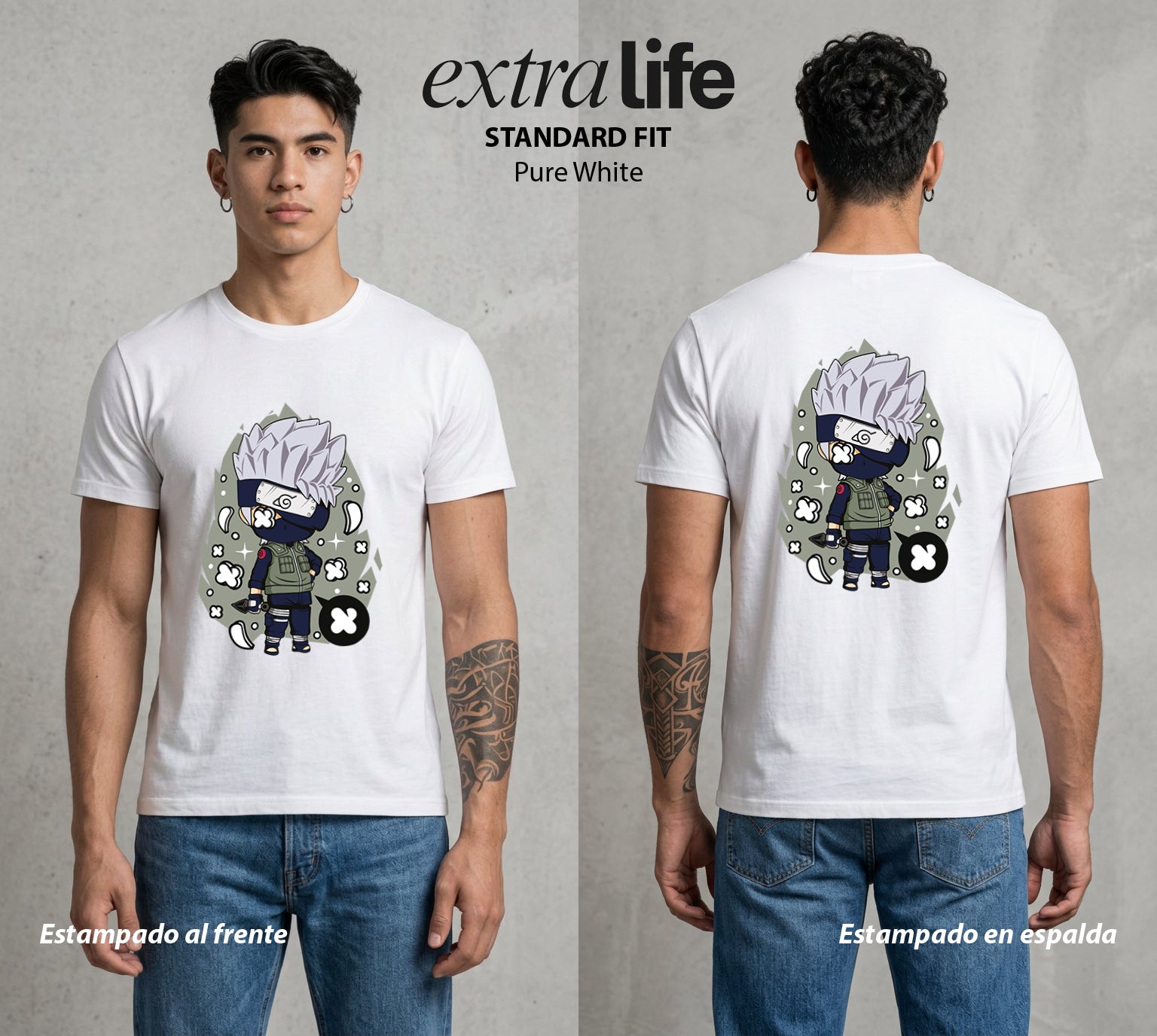 La Aldea Oculta | Zorro de Nueve Colas Pop Art #02820 - Playera Standard Fit | Pure White - Foto en modelo