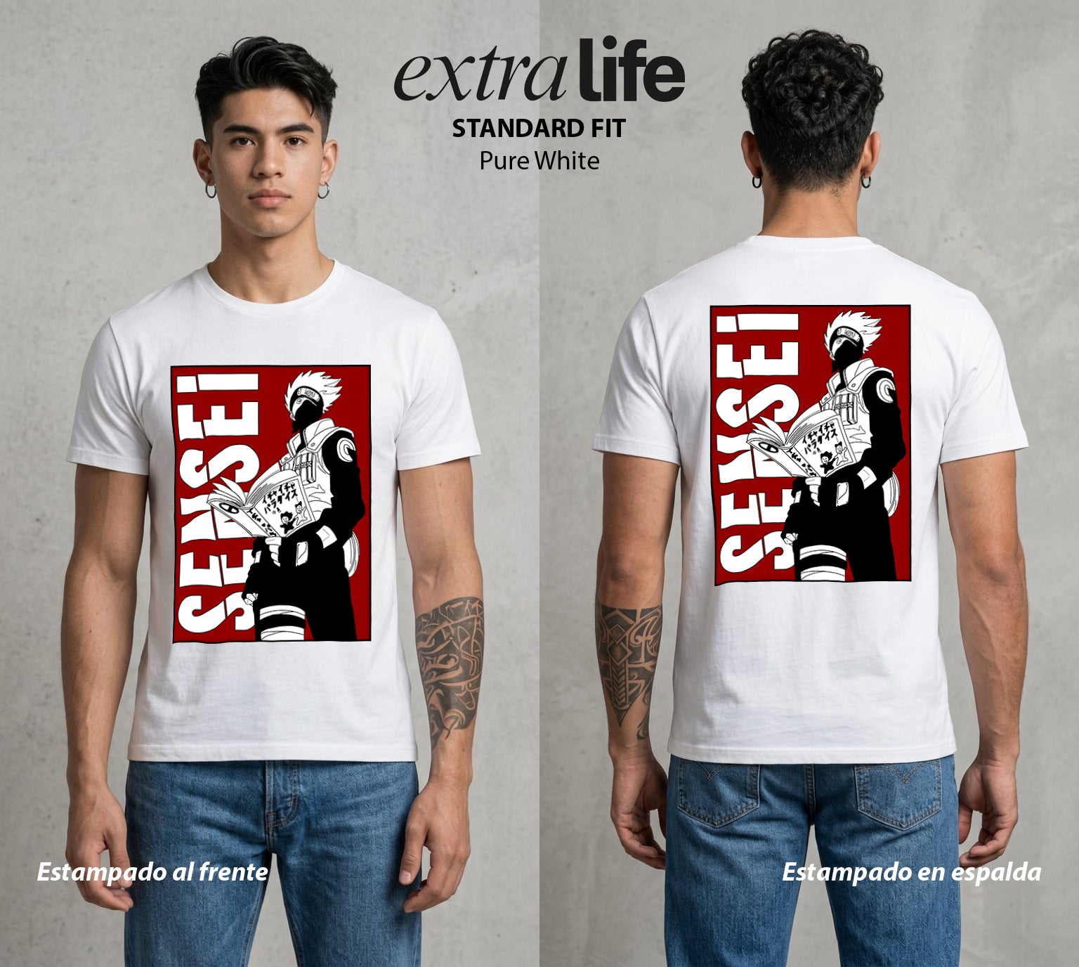 La Aldea Oculta | Zorro de Nueve Colas #02822 - Playera Standard Fit | Pure White - Foto en modelo