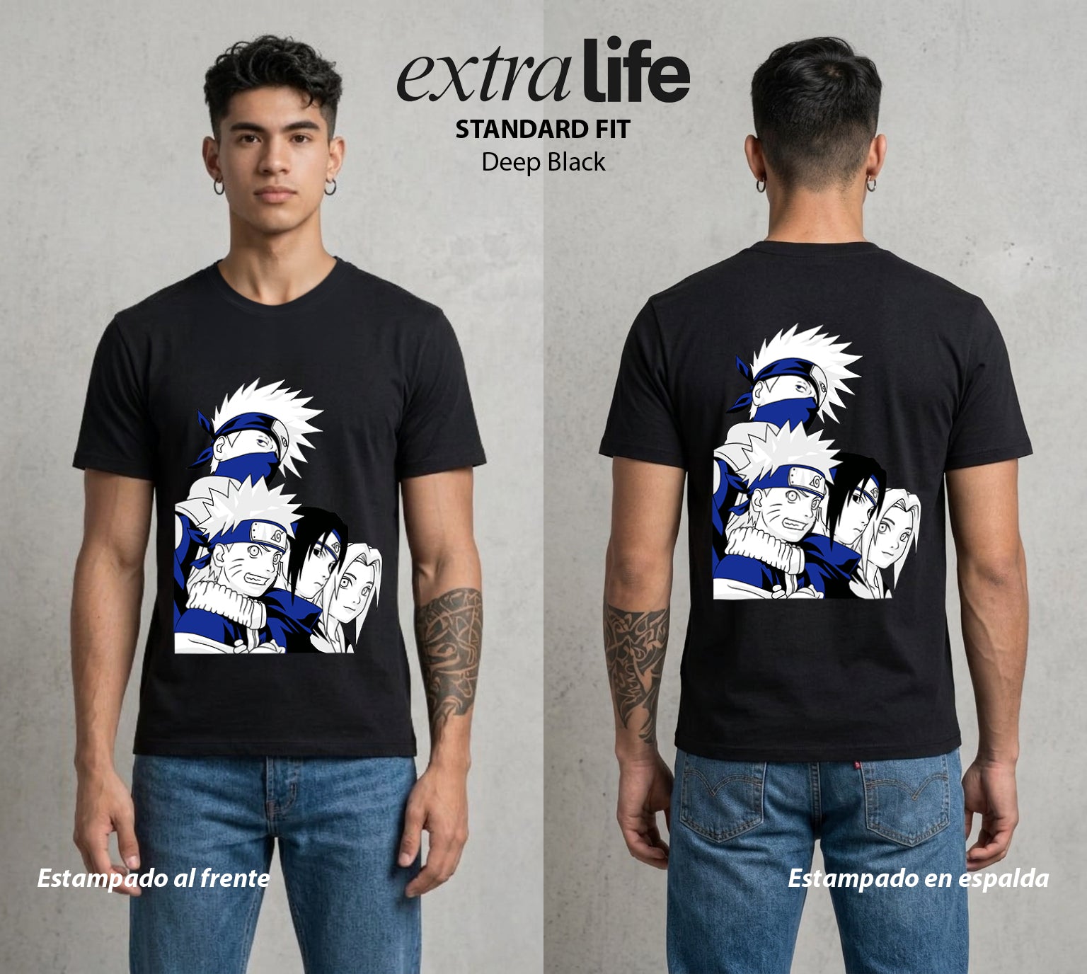 La Aldea Oculta | Zorro de Nueve Colas #02825 - Playera Standard Fit | Deep Black - Foto en modelo