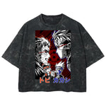 Playera streetwear premium de anime y gaming ExtraLife MX, corte boxy deluxe mineral wash heavyweight en color Acid Wash, moda urbana mexicana de culto.