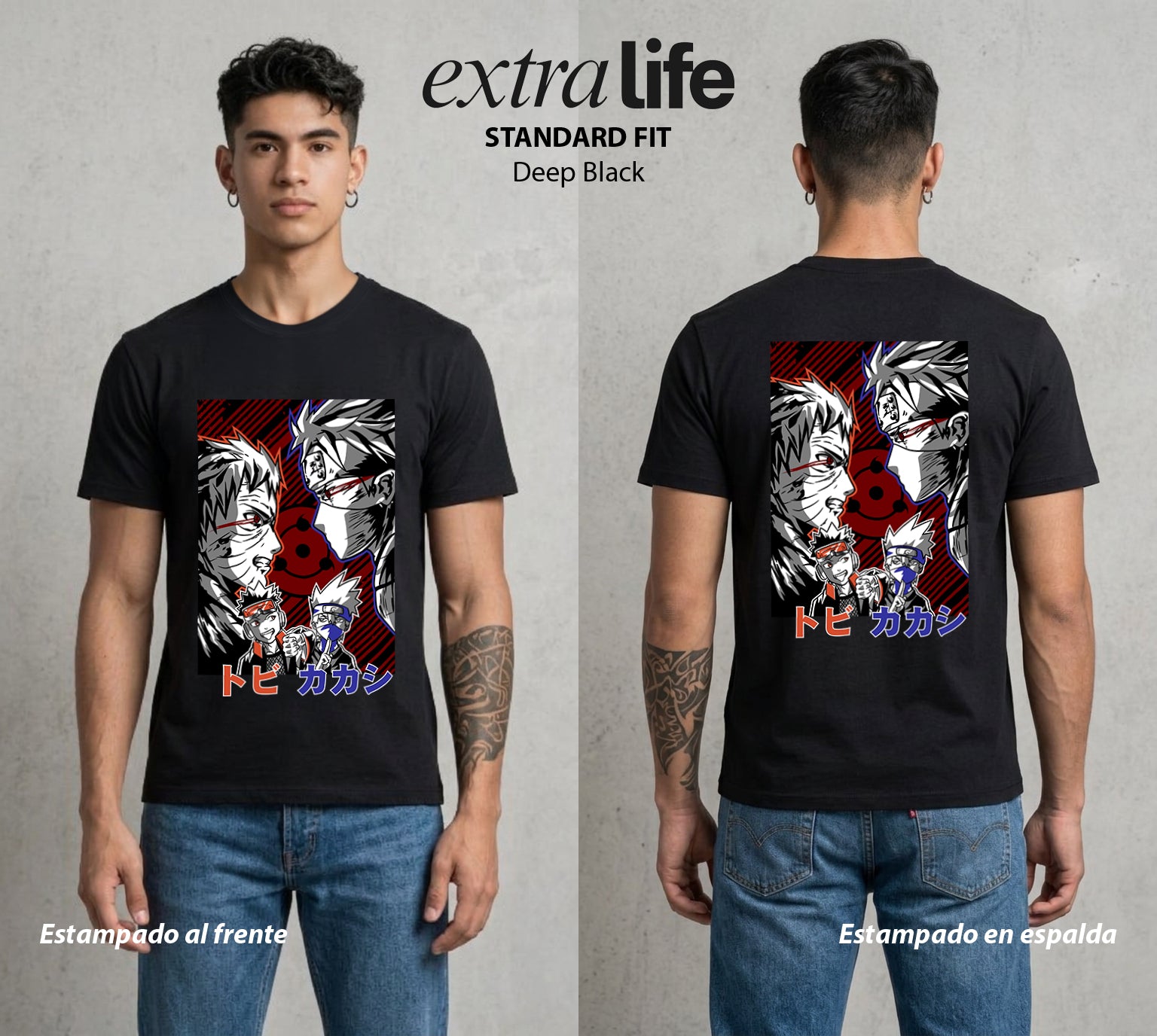 La Aldea Oculta | Zorro de Nueve Colas #02826 - Playera Standard Fit | Deep Black - Foto en modelo