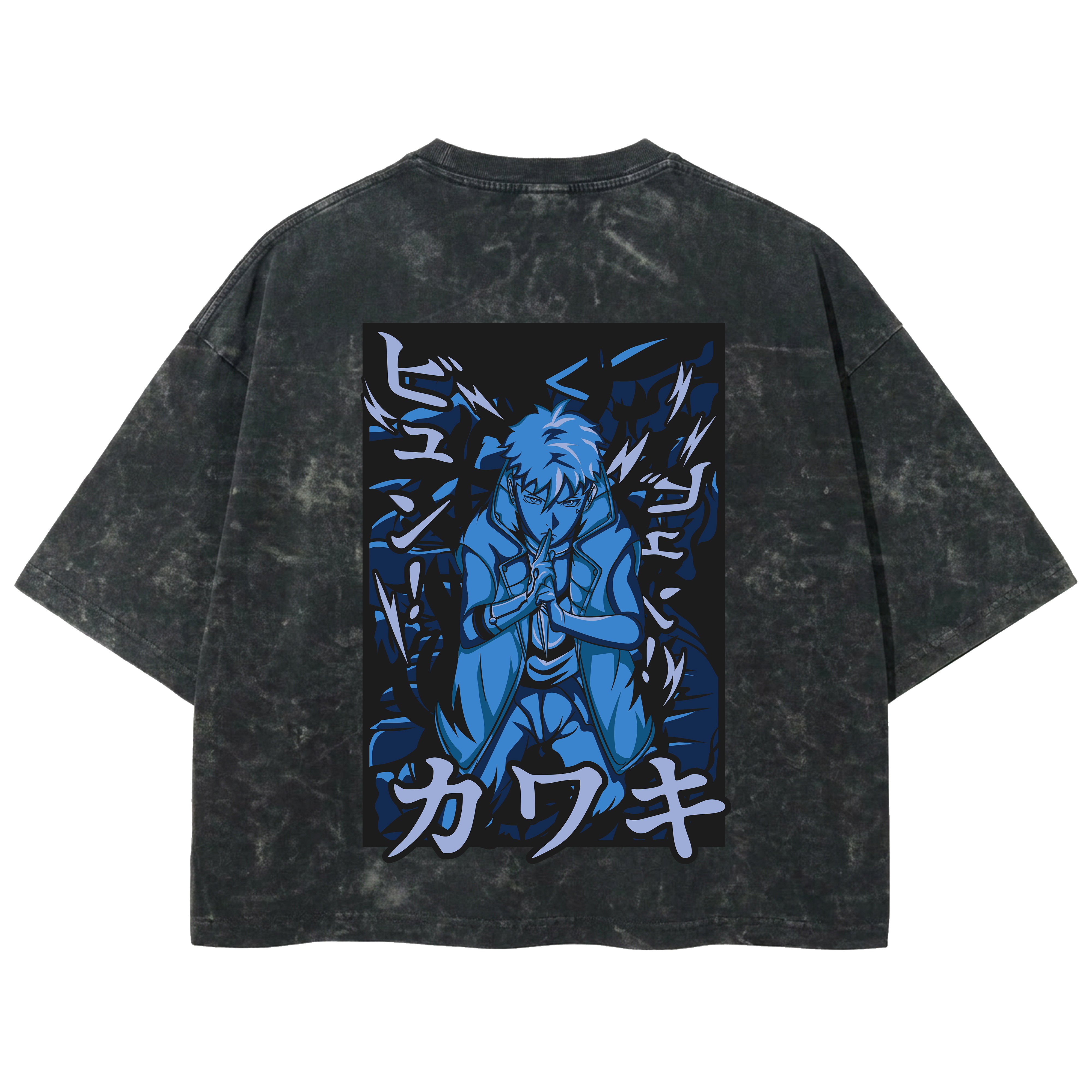 Playera streetwear premium de anime y gaming ExtraLife MX, corte boxy deluxe mineral wash heavyweight en color Acid Wash, moda urbana mexicana de culto.