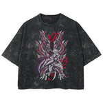 Playera streetwear premium de anime y gaming ExtraLife MX, corte boxy deluxe mineral wash heavyweight en color Acid Wash, moda urbana mexicana de culto.