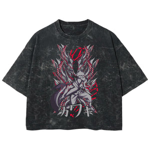 Playera streetwear premium de anime y gaming ExtraLife MX, corte boxy deluxe mineral wash heavyweight en color Acid Wash, moda urbana mexicana de culto.