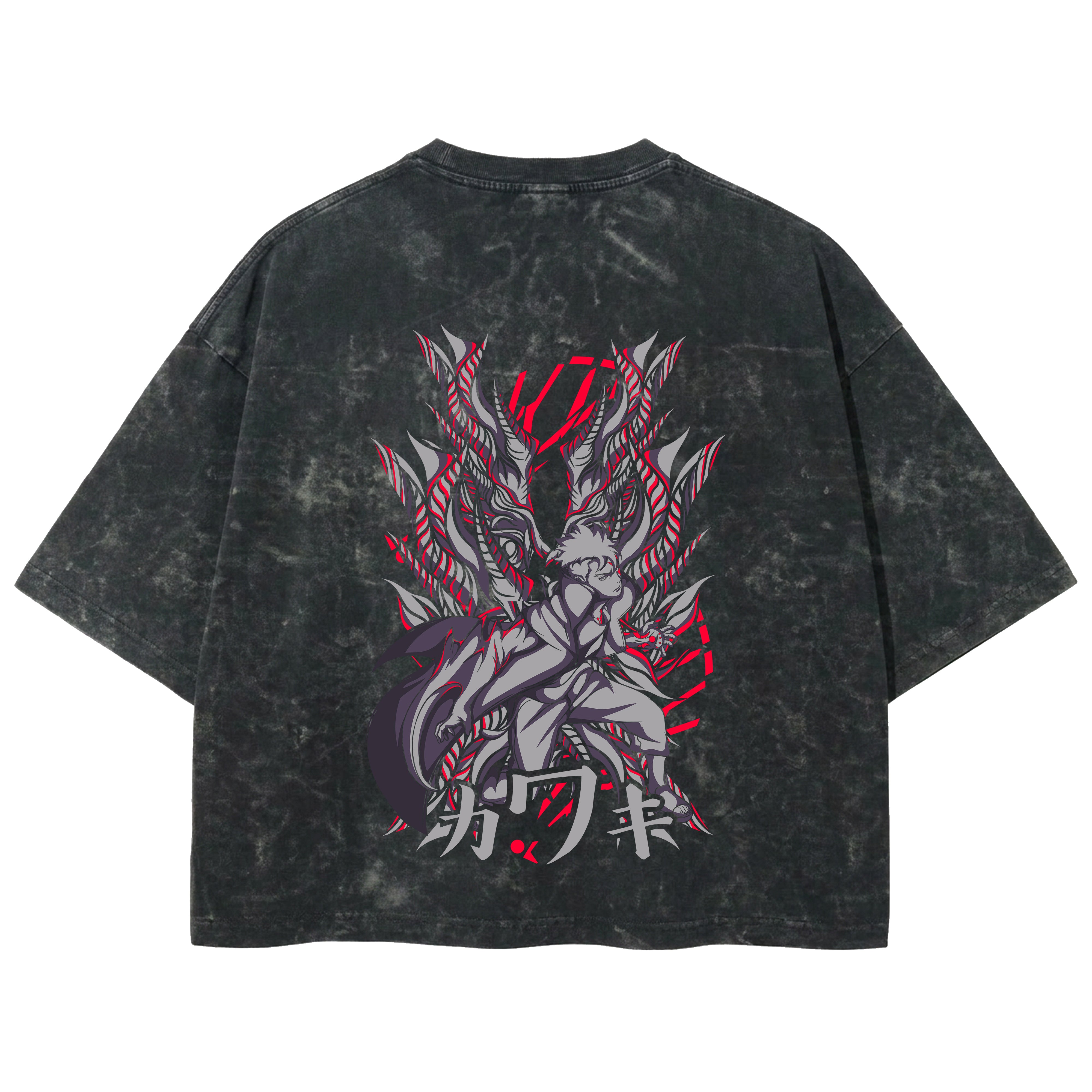 Playera streetwear premium de anime y gaming ExtraLife MX, corte boxy deluxe mineral wash heavyweight en color Acid Wash, moda urbana mexicana de culto.