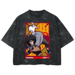 Playera streetwear premium de anime y gaming ExtraLife MX, corte boxy deluxe mineral wash heavyweight en color Acid Wash, moda urbana mexicana de culto.