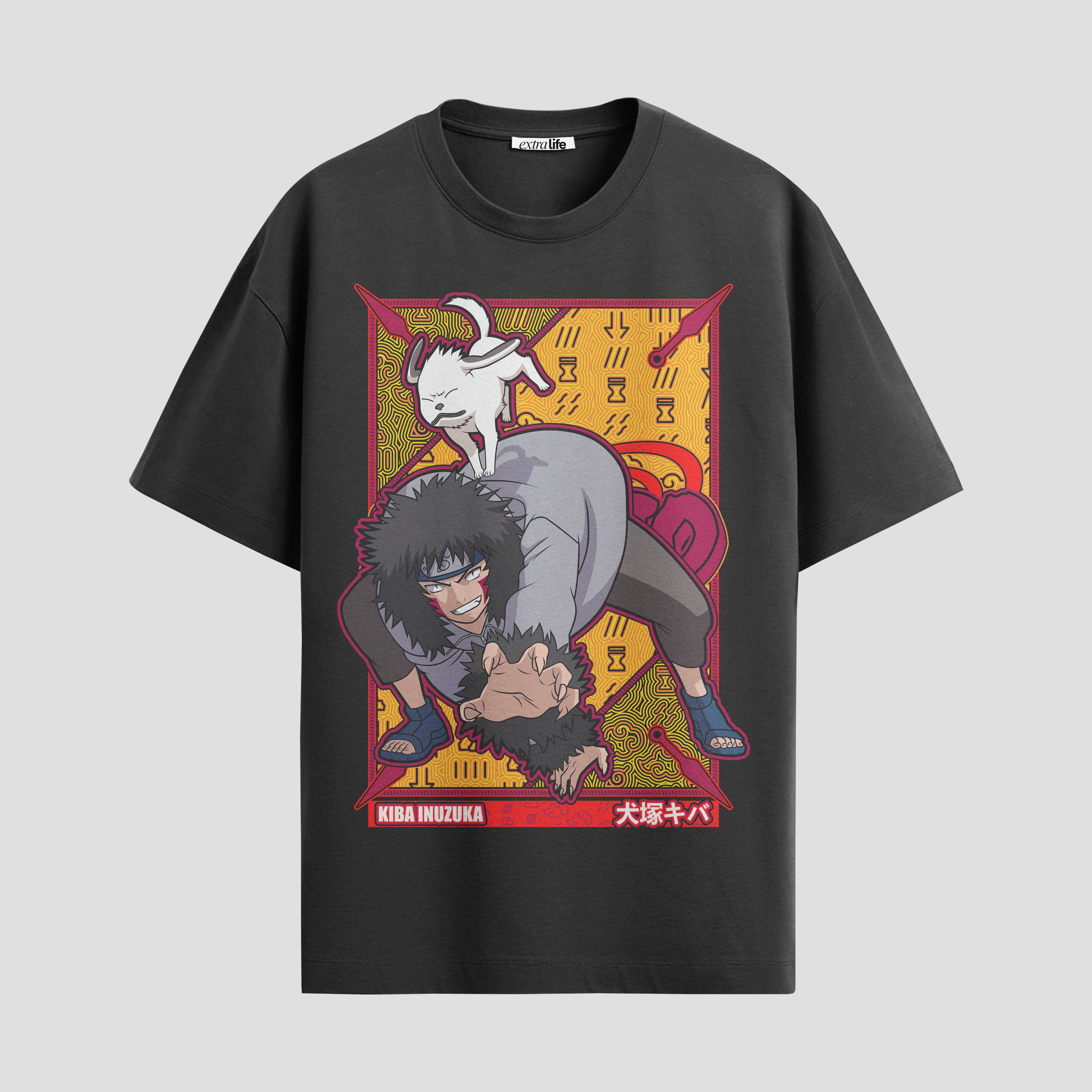 Playera urbana de anime y gaming ExtraLife MX, corte Standard Fit unisex ligero y transpirable en color Deep Black y Pure White, ropa de uso diario para gym y casual.