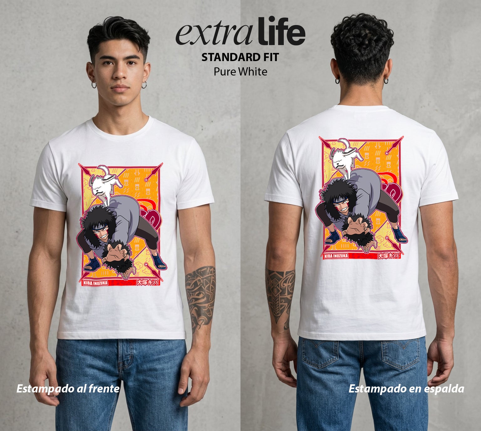 La Aldea Oculta | Zorro de Nueve Colas #02830 - Playera Standard Fit | Pure White - Foto en modelo
