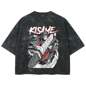 Playera streetwear premium de anime y gaming ExtraLife MX, corte boxy deluxe mineral wash heavyweight en color Acid Wash, moda urbana mexicana de culto.