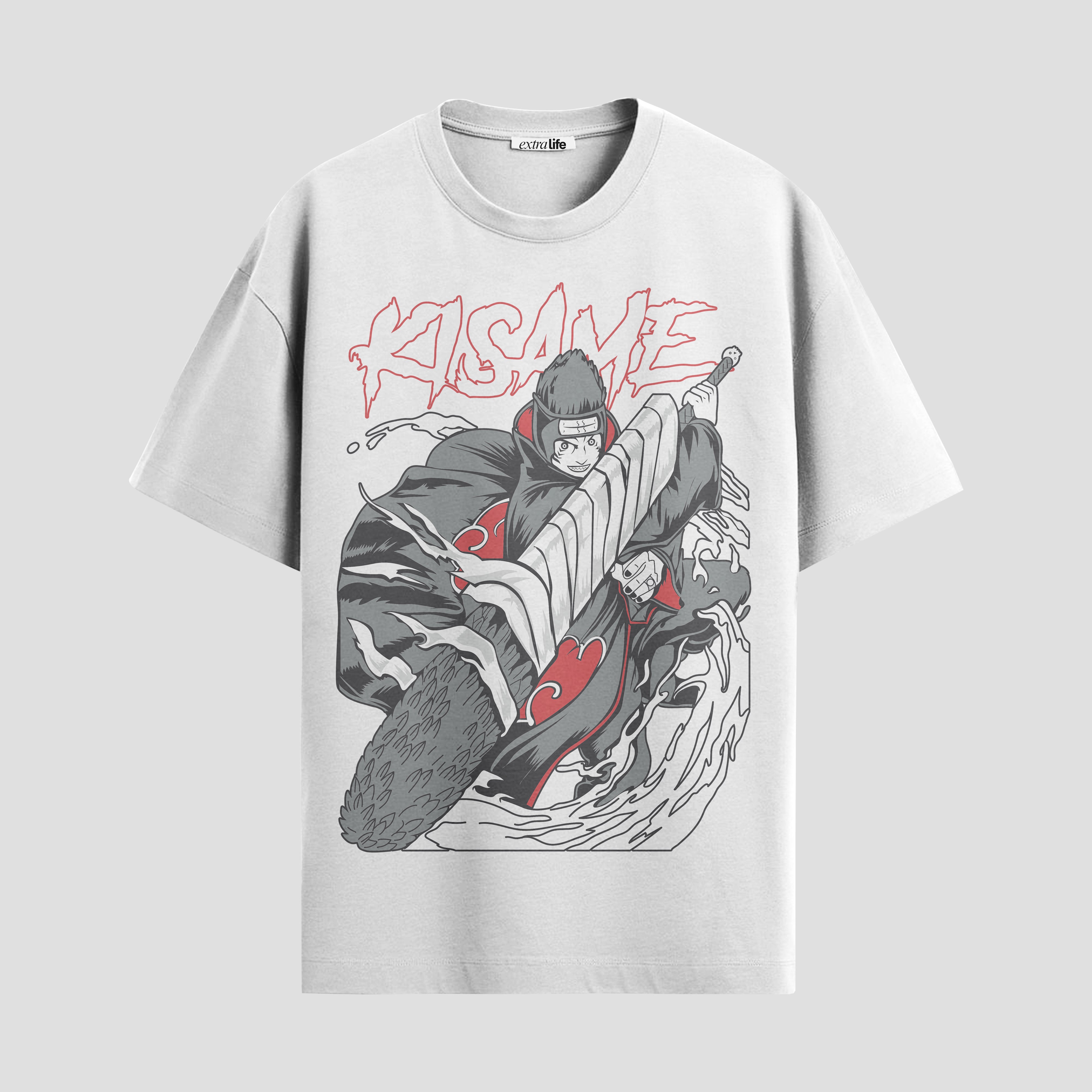 Playera urbana de anime y gaming ExtraLife MX, corte Standard Fit unisex ligero y transpirable en color Deep Black y Pure White, ropa de uso diario para gym y casual.