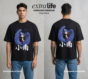 La Aldea Oculta | El Hokage del Futuro #02835 - Playera Oversized Premium | Deep Black - Foto en modelo
