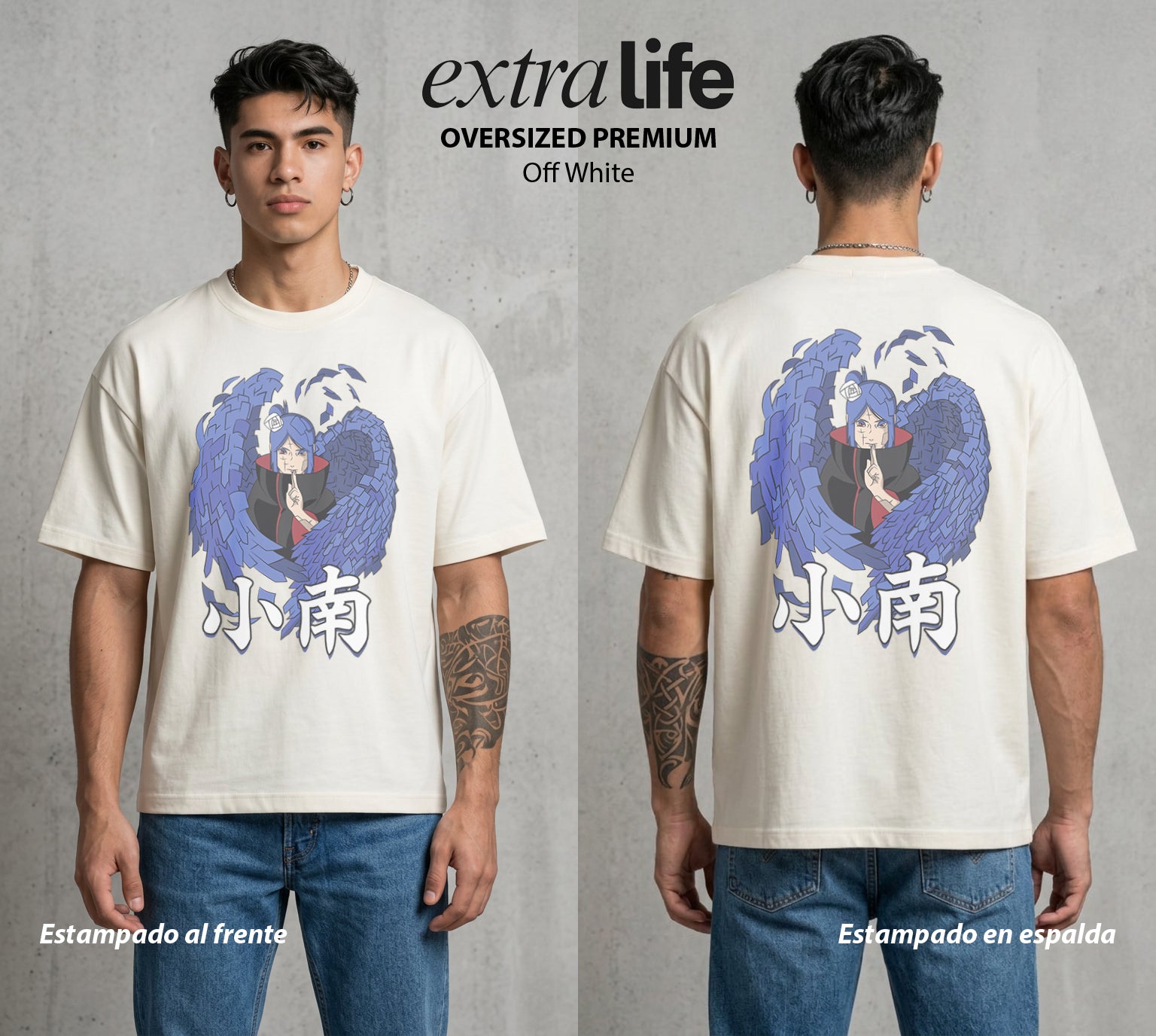 La Aldea Oculta | El Hokage del Futuro #02835 - Playera Oversized Premium | Off White - Foto en modelo