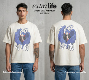 La Aldea Oculta | El Hokage del Futuro #02835 - Playera Oversized Premium | Off White - Foto en modelo