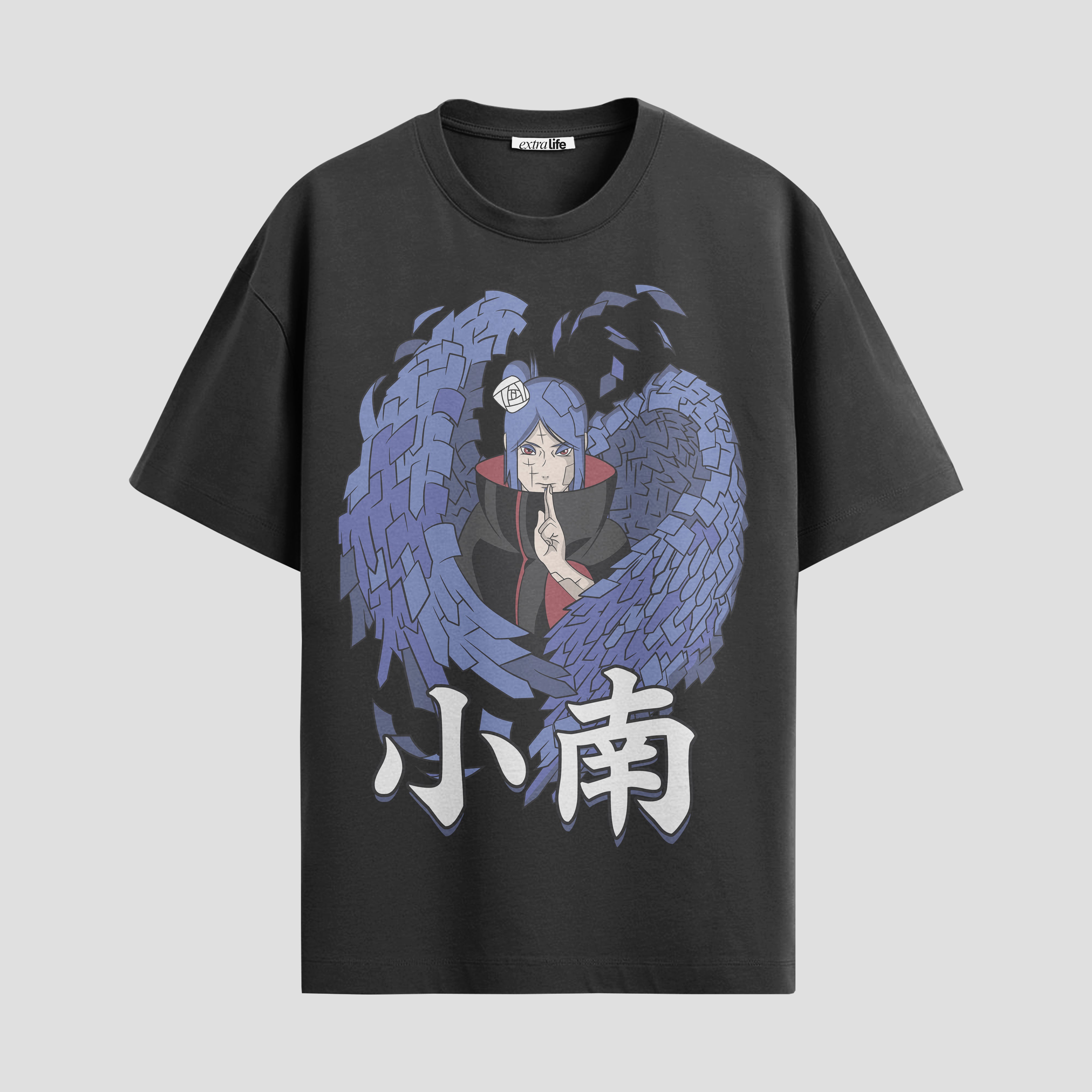 Playera urbana de anime y gaming ExtraLife MX, corte Standard Fit unisex ligero y transpirable en color Deep Black y Pure White, ropa de uso diario para gym y casual.