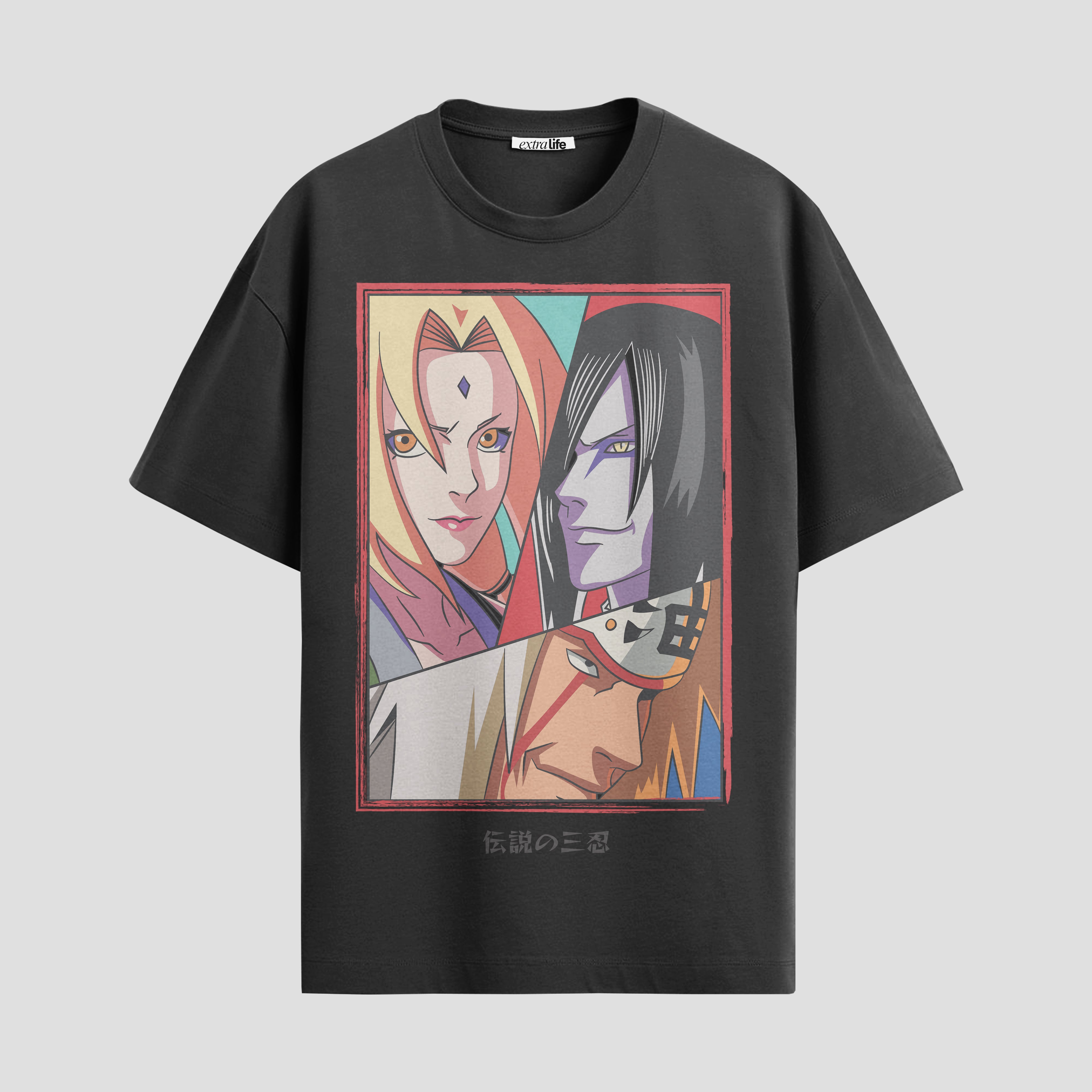 Playera urbana de anime y gaming ExtraLife MX, corte Standard Fit unisex ligero y transpirable en color Deep Black y Pure White, ropa de uso diario para gym y casual.
