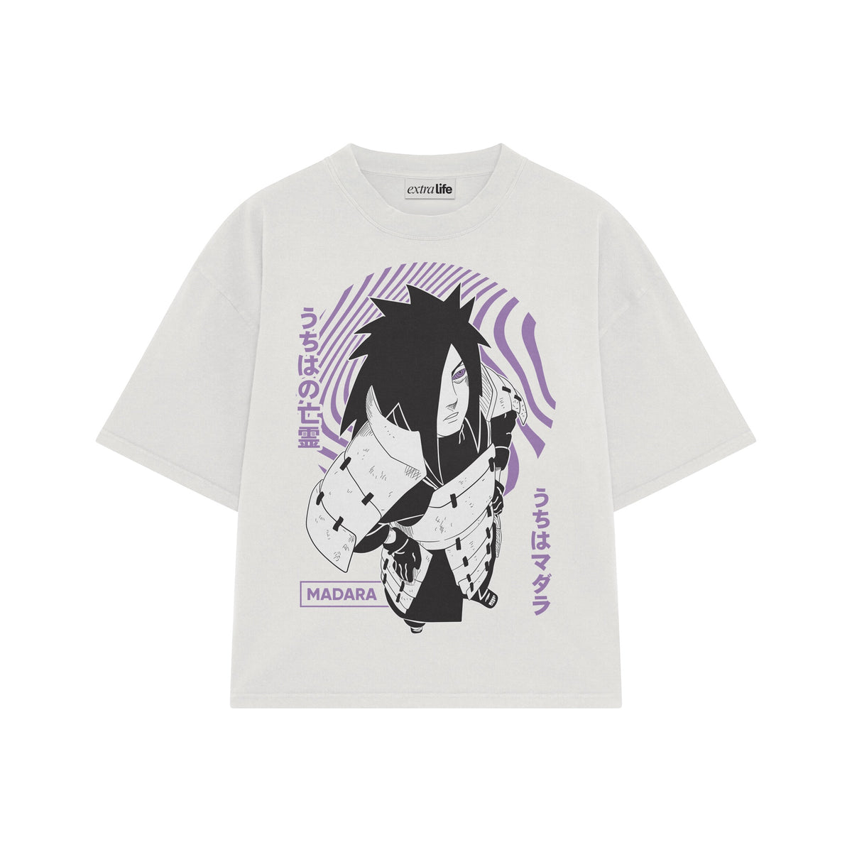 Playera streetwear premium de anime y gaming ExtraLife MX, corte oversized drop shoulder ligero y fresco en color Deep Black y Off-White, moda urbana mexicana de culto.