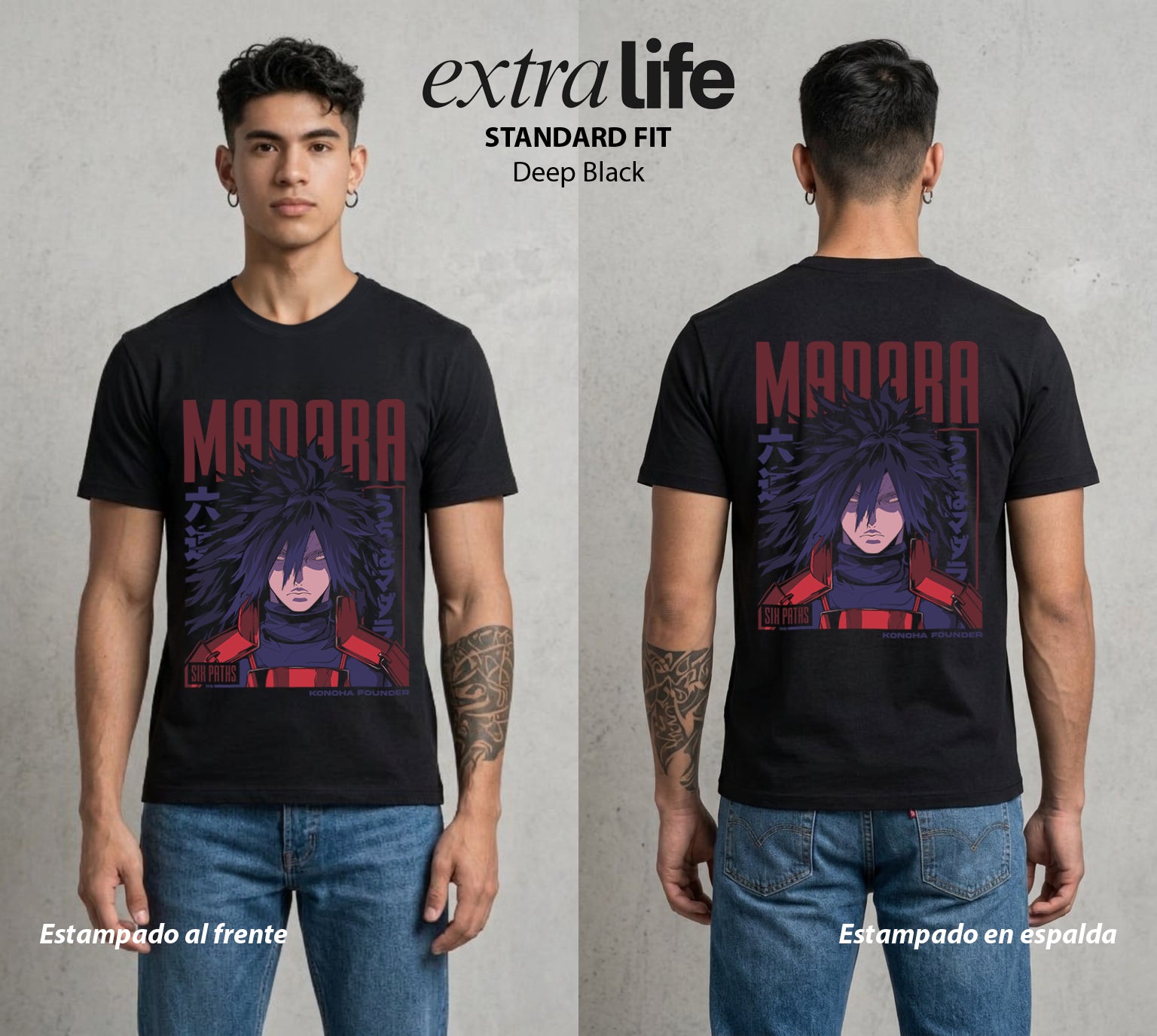 La Aldea Oculta | El Hokage del Futuro #02839 - Playera Standard Fit | Deep Black - Foto en modelo