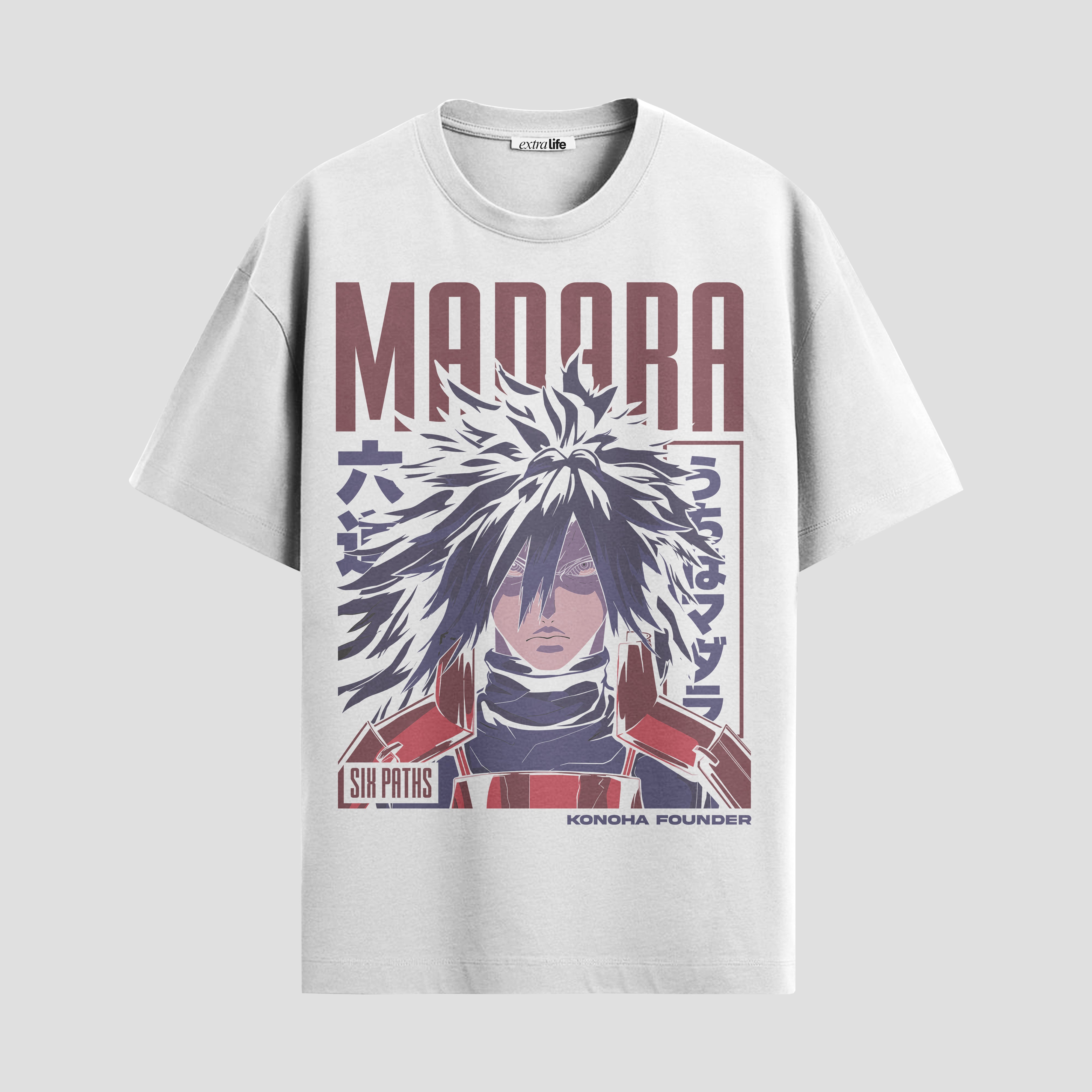 Playera urbana de anime y gaming ExtraLife MX, corte Standard Fit unisex ligero y transpirable en color Deep Black y Pure White, ropa de uso diario para gym y casual.