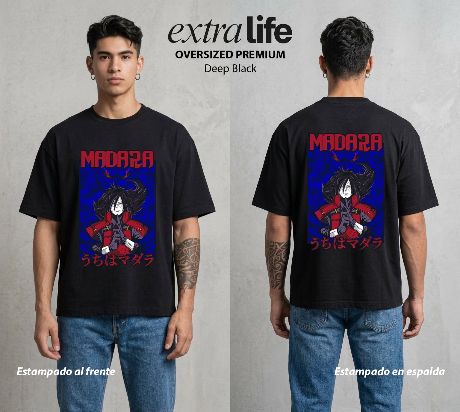 La Aldea Oculta | El Niño del Amor #02841 - Playera Oversized Premium | Deep Black - Foto en modelo