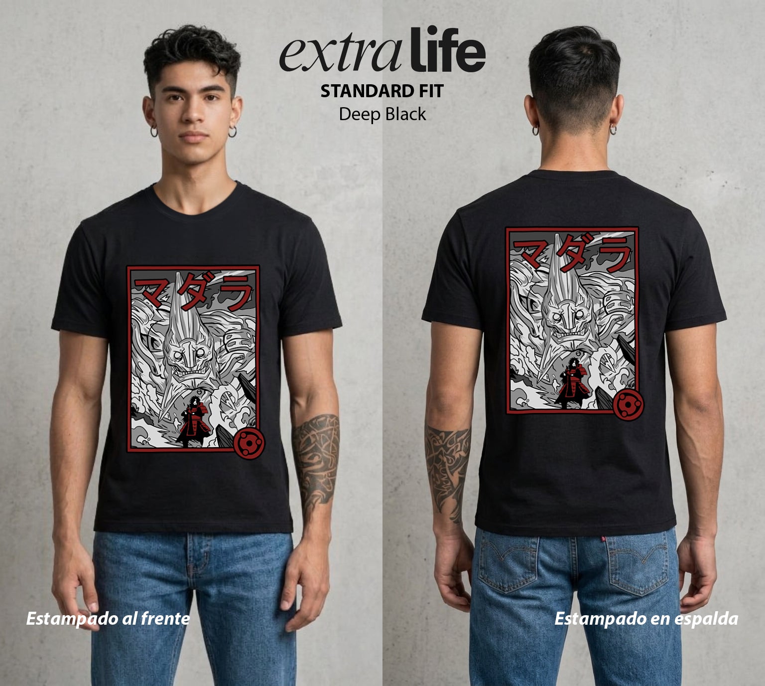 La Aldea Oculta | Zorro de Nueve Colas #02843 - Playera Standard Fit | Deep Black - Foto en modelo