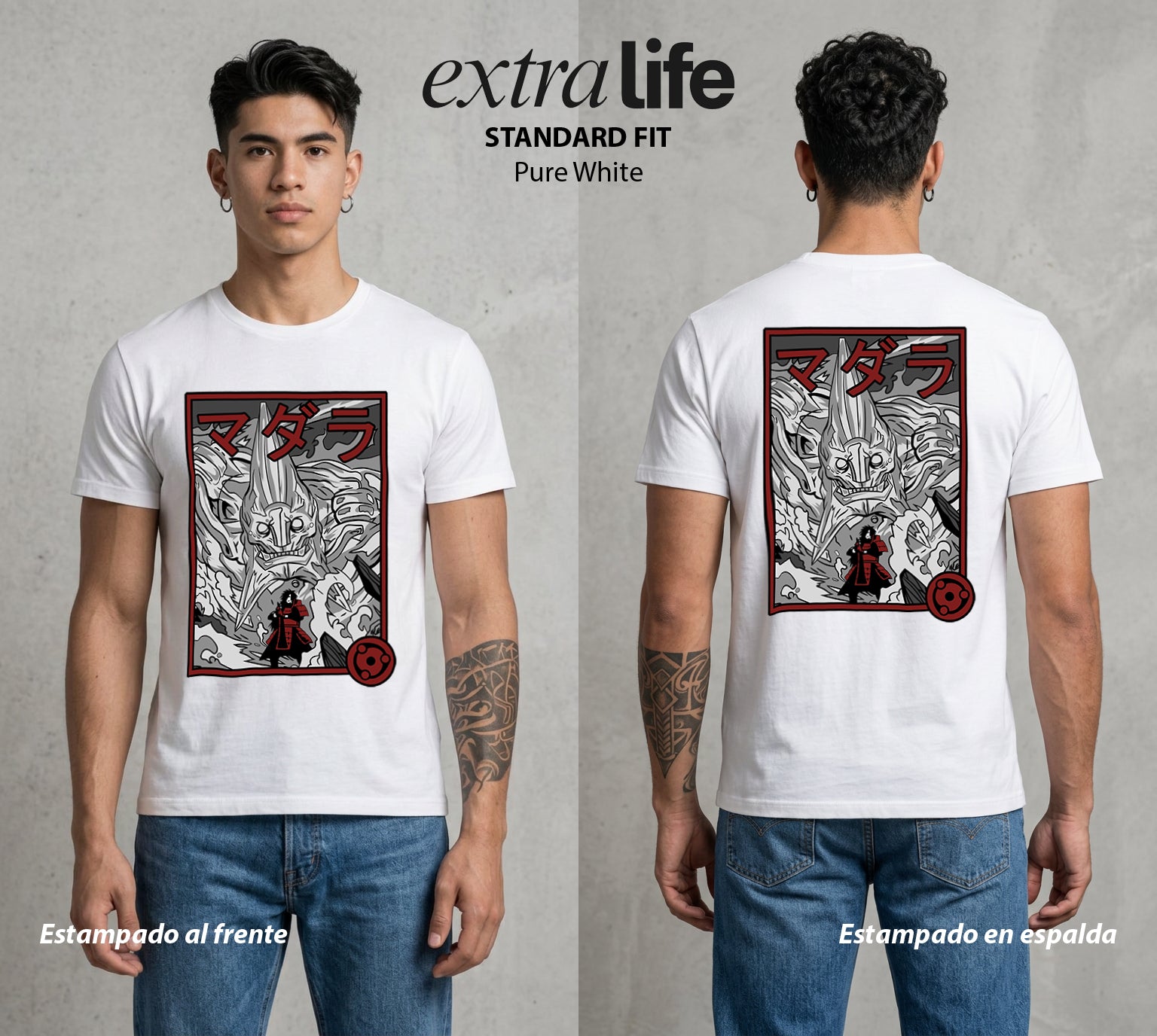 La Aldea Oculta | Zorro de Nueve Colas #02843 - Playera Standard Fit | Pure White - Foto en modelo