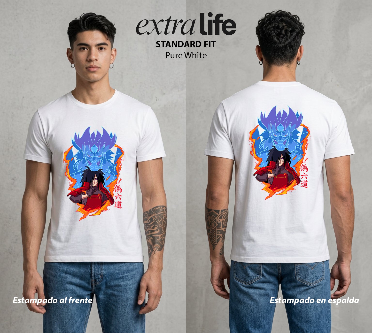 La Aldea Oculta | Zorro de Nueve Colas #02844 - Playera Standard Fit | Pure White - Foto en modelo