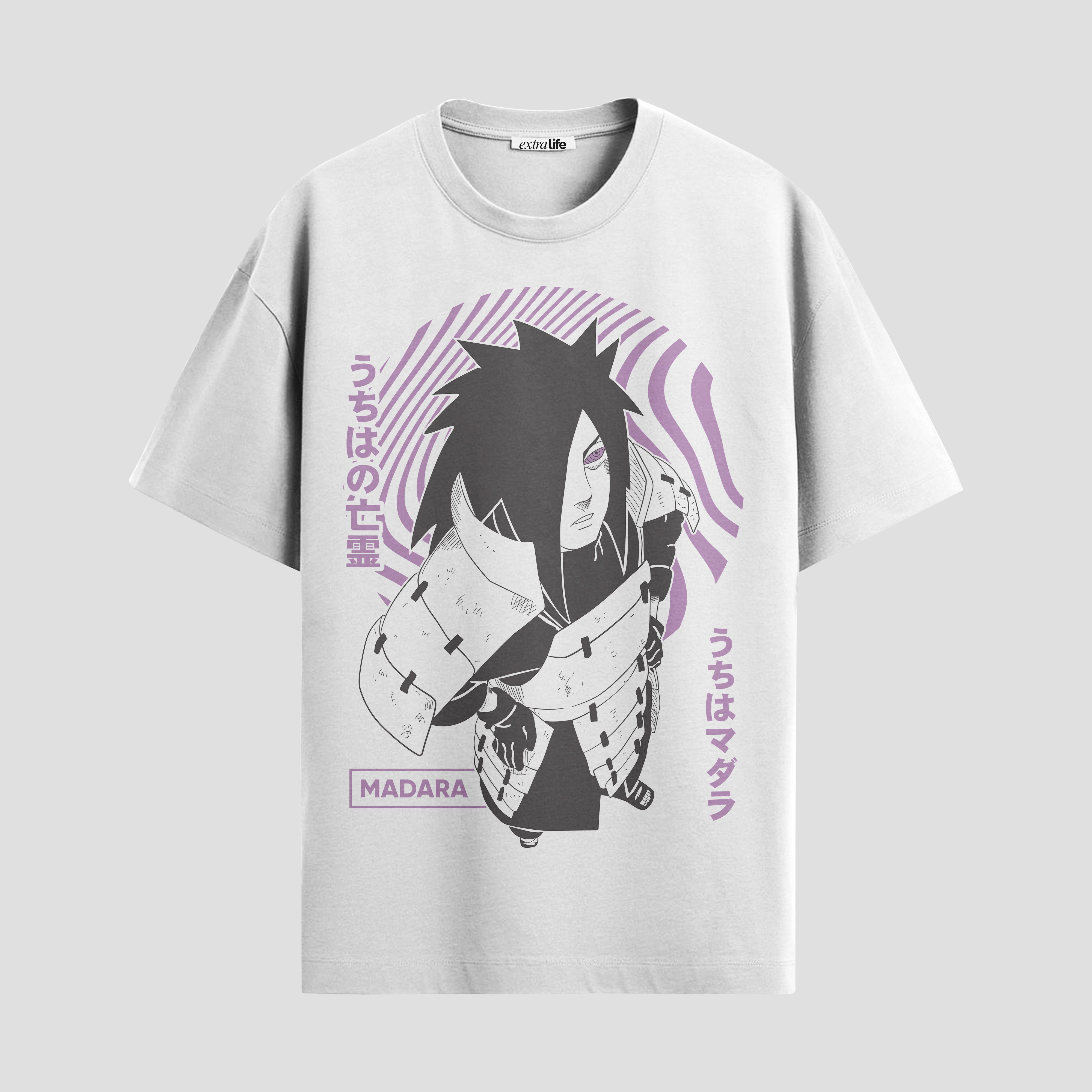 Playera urbana de anime y gaming ExtraLife MX, corte Standard Fit unisex ligero y transpirable en color Deep Black y Pure White, ropa de uso diario para gym y casual.