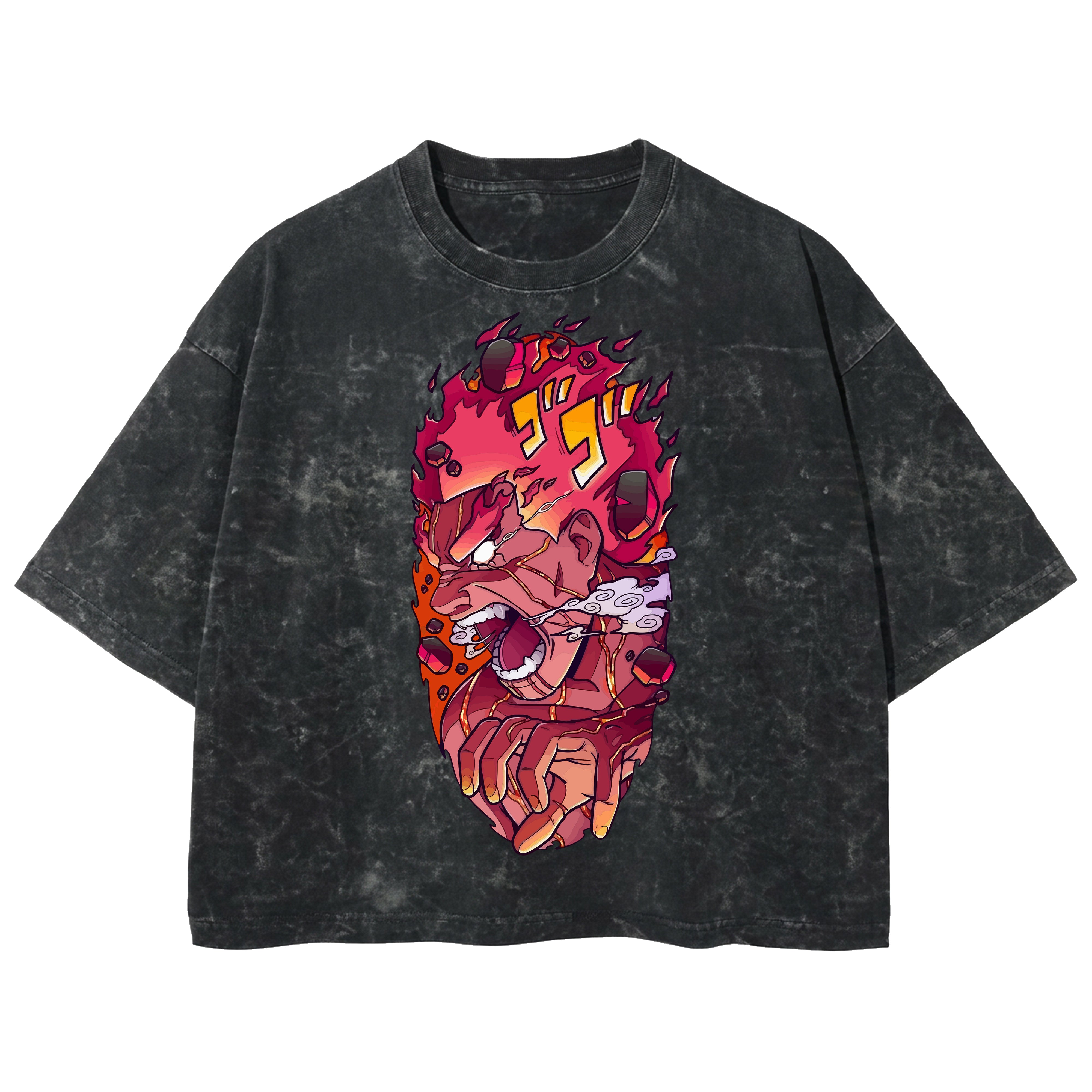 Playera streetwear premium de anime y gaming ExtraLife MX, corte boxy deluxe mineral wash heavyweight en color Acid Wash, moda urbana mexicana de culto.
