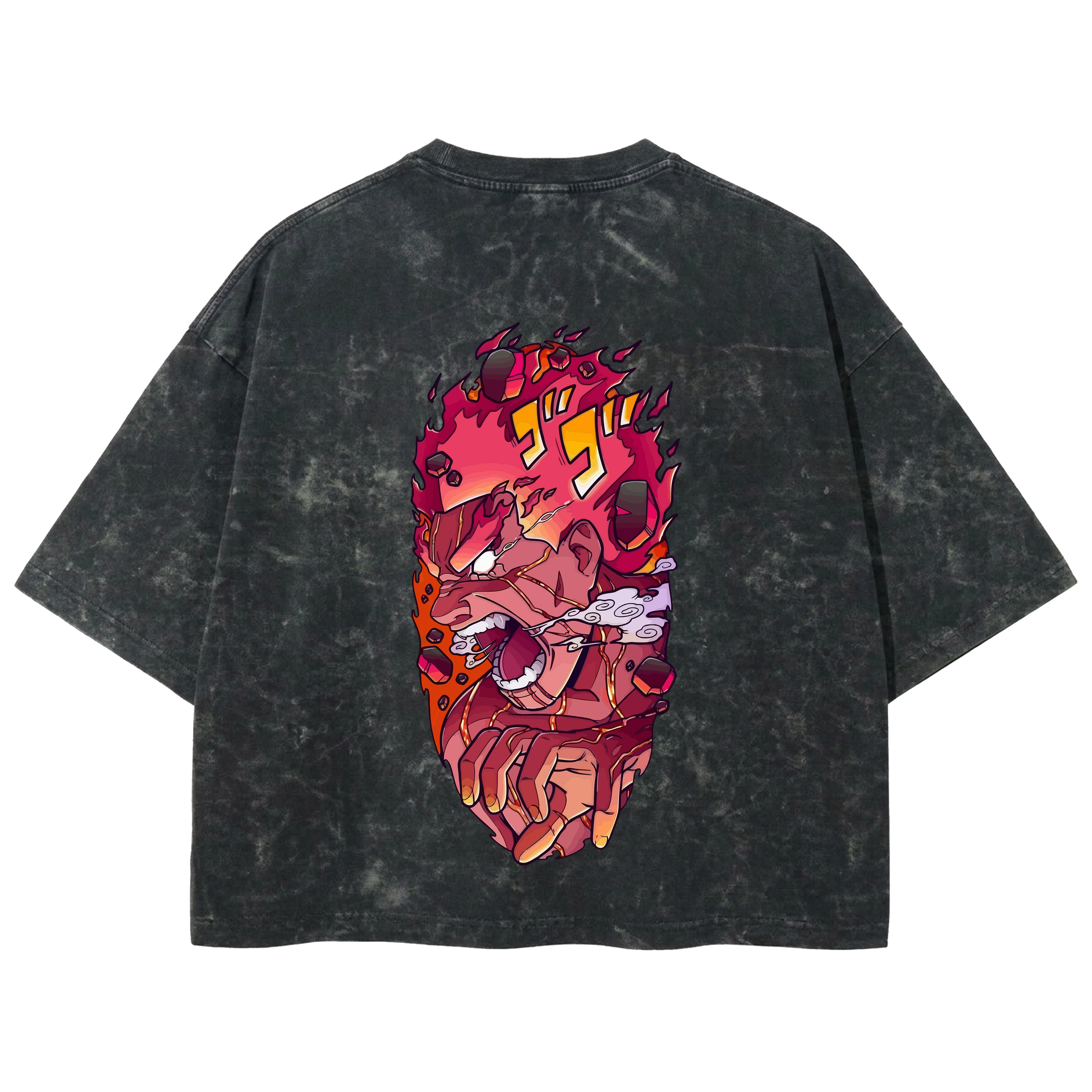 Playera streetwear premium de anime y gaming ExtraLife MX, corte boxy deluxe mineral wash heavyweight en color Acid Wash, moda urbana mexicana de culto.