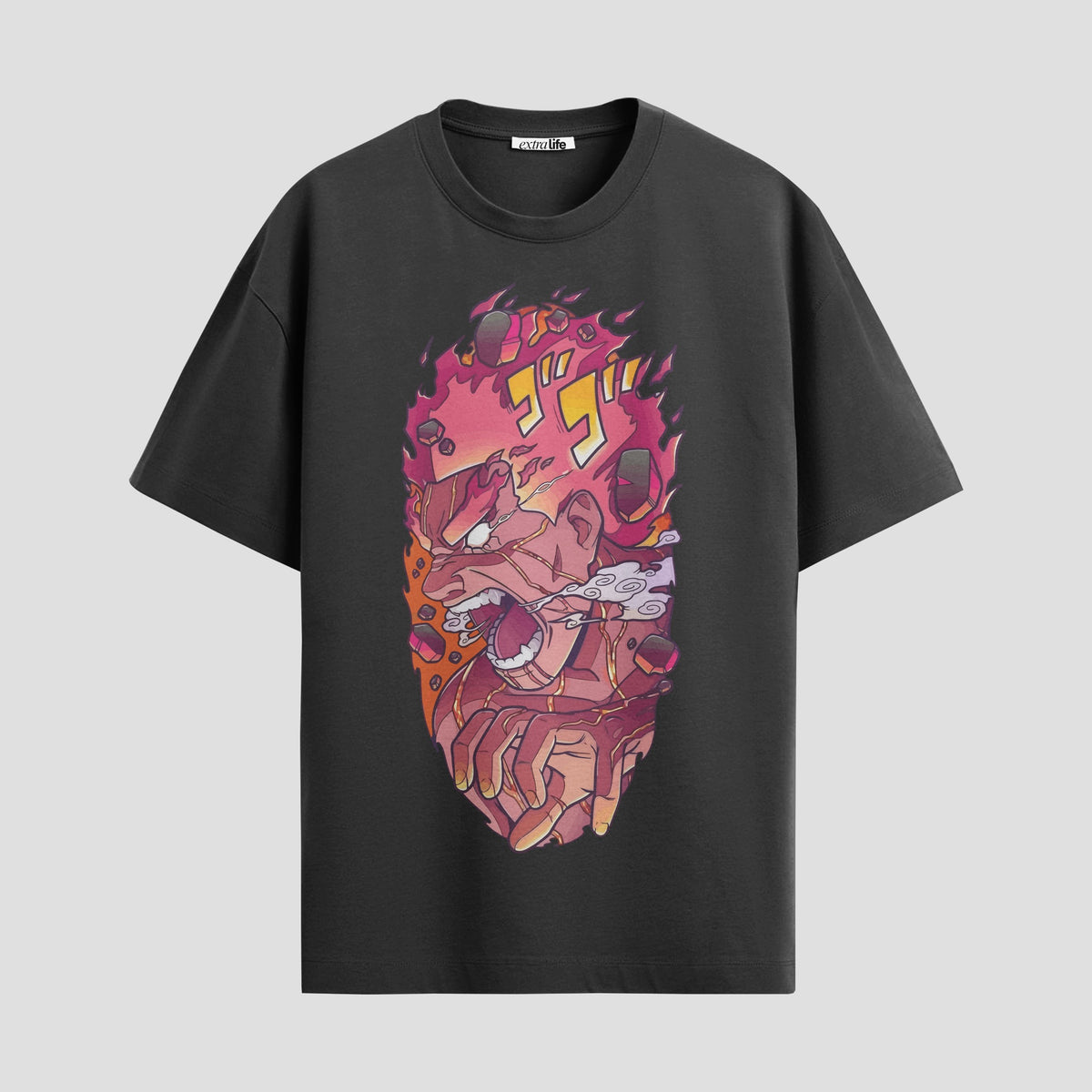 Playera urbana de anime y gaming ExtraLife MX, corte Classic Premium unisex ligero y transpirable en color Deep Black y Pure White, ropa de uso diario para gym y casual.