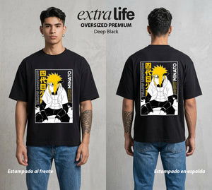 La Aldea Oculta | El Hokage del Futuro #02849 - Playera Oversized Premium | Deep Black - Foto en modelo