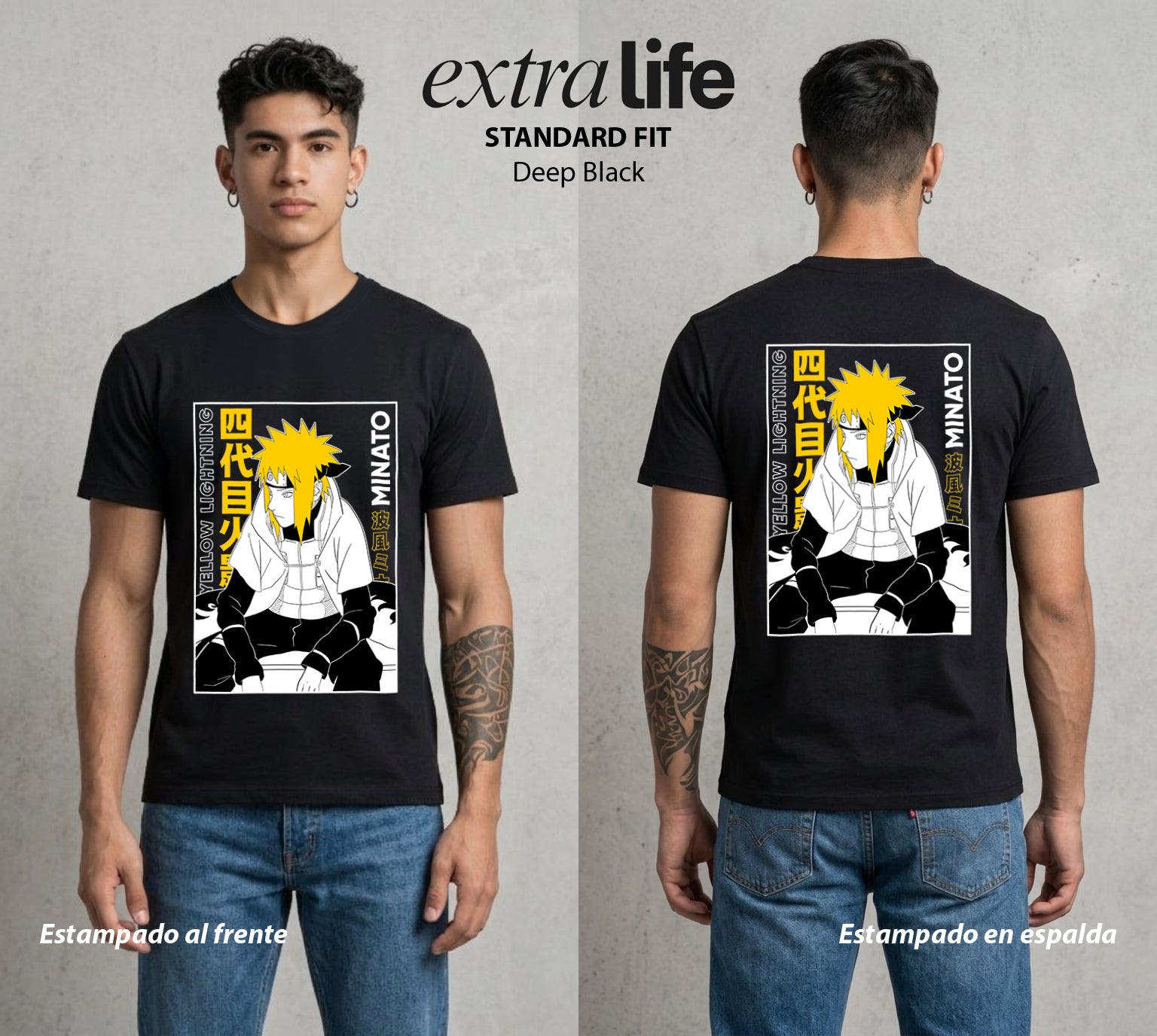 La Aldea Oculta | El Hokage del Futuro #02849 - Playera Standard Fit | Deep Black - Foto en modelo