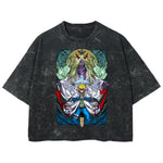 Playera streetwear premium de anime y gaming ExtraLife MX, corte boxy deluxe mineral wash heavyweight en color Acid Wash, moda urbana mexicana de culto.