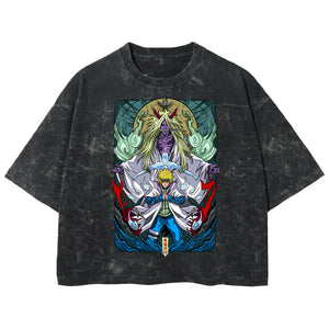 Playera streetwear premium de anime y gaming ExtraLife MX, corte boxy deluxe mineral wash heavyweight en color Acid Wash, moda urbana mexicana de culto.
