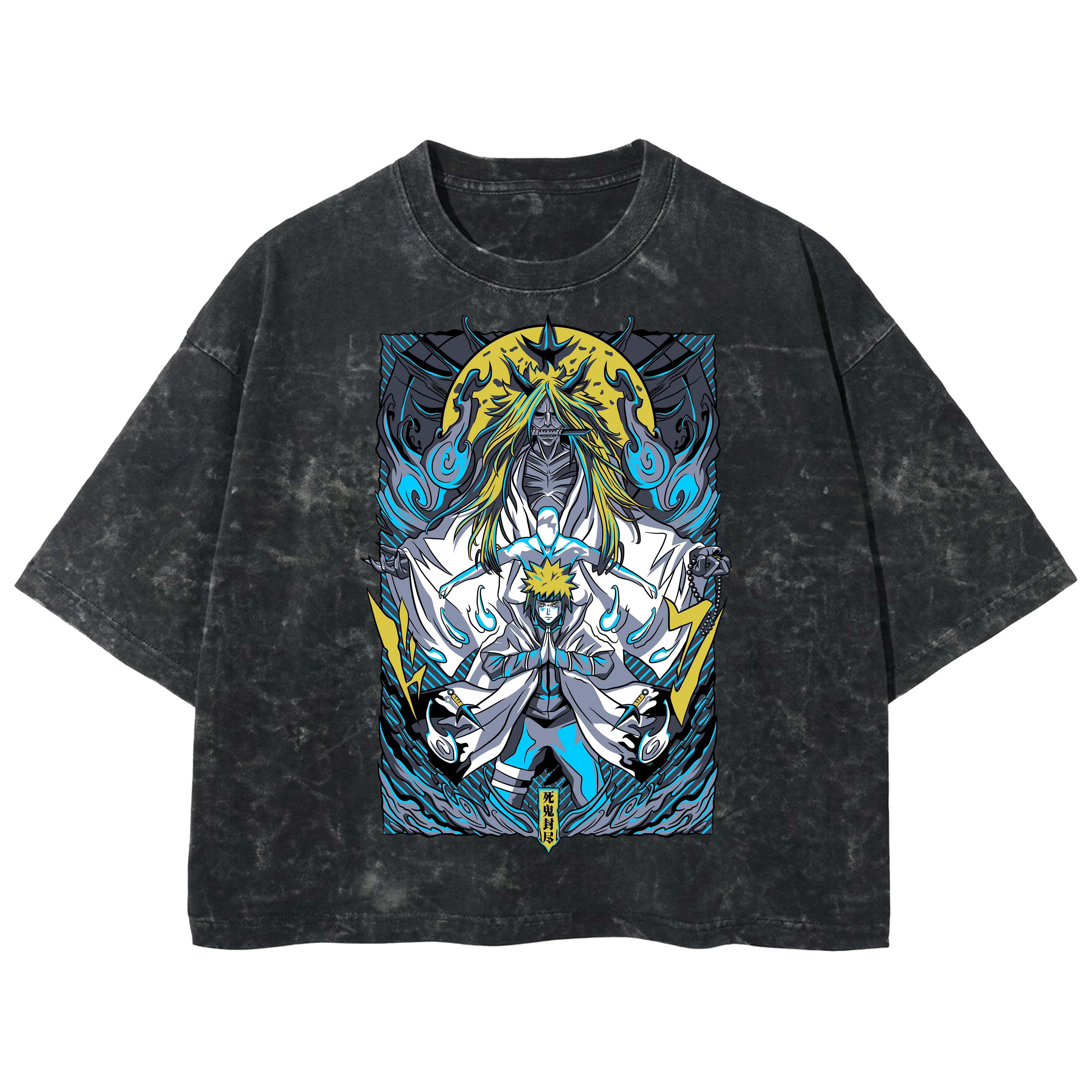 Playera streetwear premium de anime y gaming ExtraLife MX, corte boxy deluxe mineral wash heavyweight en color Acid Wash, moda urbana mexicana de culto.