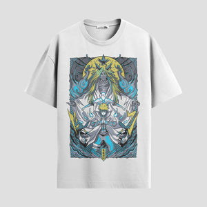 Playera urbana de anime y gaming ExtraLife MX, corte Standard Fit unisex ligero y transpirable en color Deep Black y Pure White, ropa de uso diario para gym y casual.