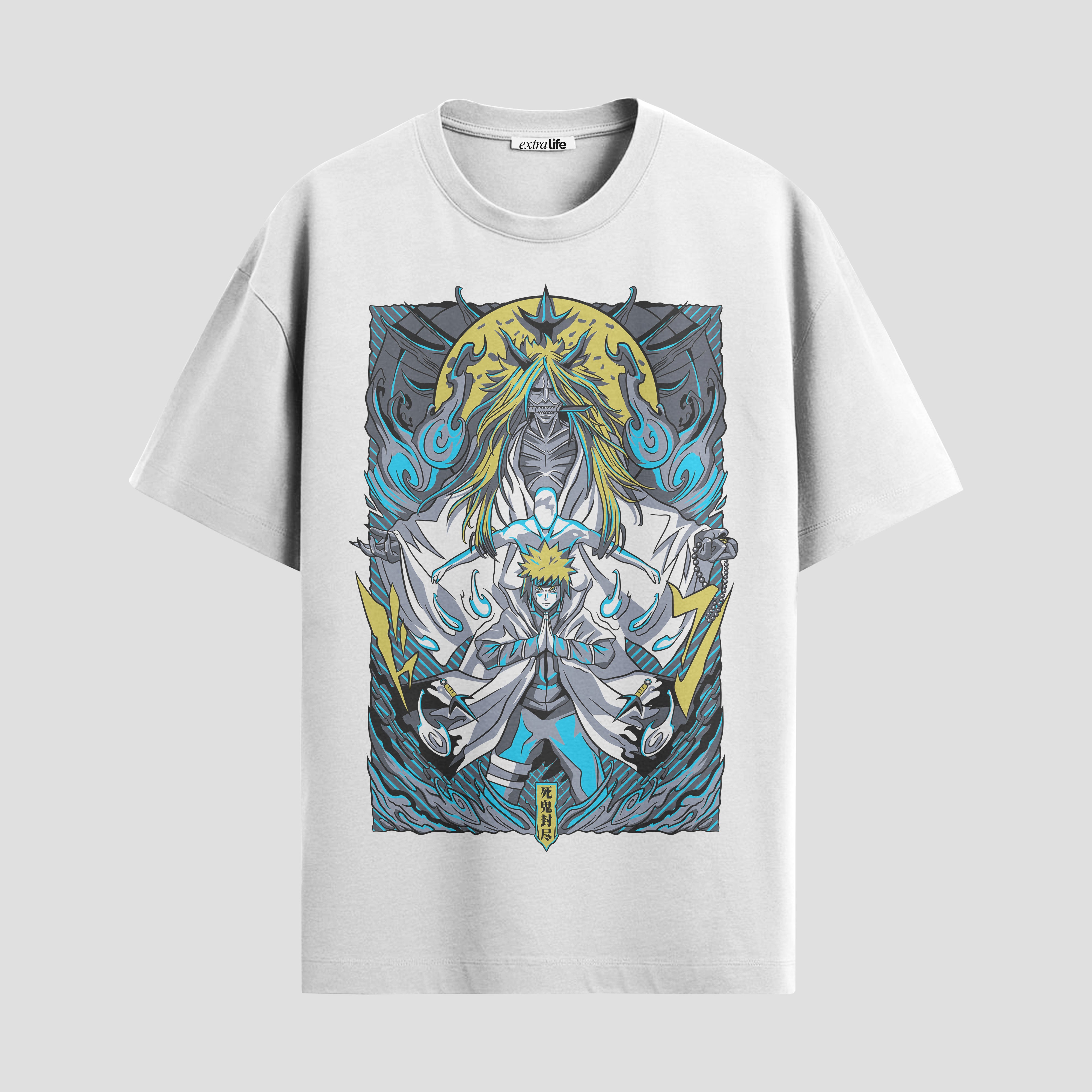 Playera urbana de anime y gaming ExtraLife MX, corte Standard Fit unisex ligero y transpirable en color Deep Black y Pure White, ropa de uso diario para gym y casual.